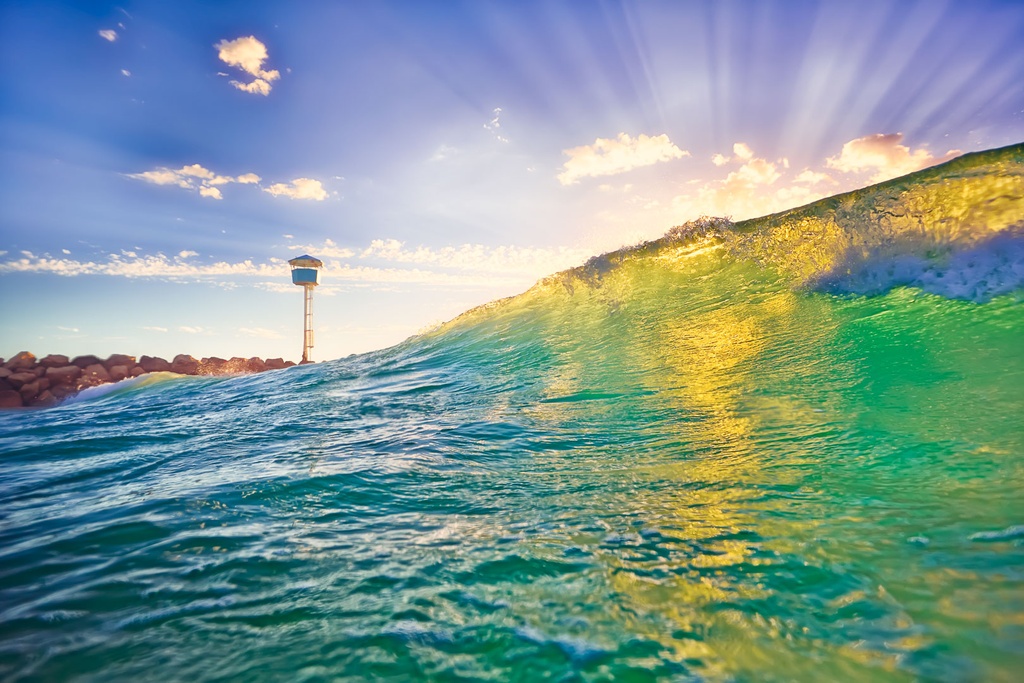 SUN0270 - City Beach Sun Waves (Fine Art Print - Rolled, 45cm x 30cm)