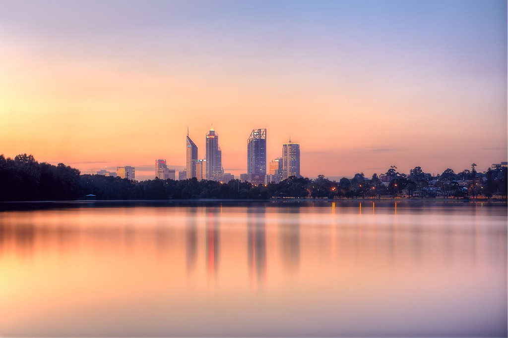 SUN0049 - Perth City Sunrise (Fine Art Print - Rolled, 45cm x 30cm)