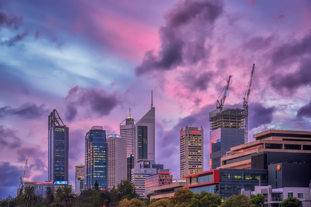 SUN0440 - Perth City Sunset (Fine Art Print - Rolled, 45cm x 30cm)