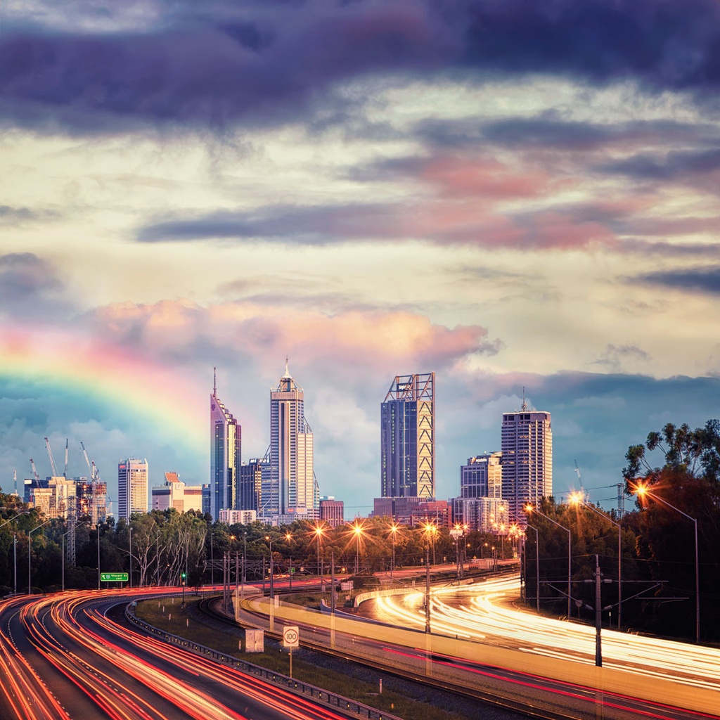 SUN0375 - Perth City (Fine Art Print - Rolled, 40cm x 40cm)