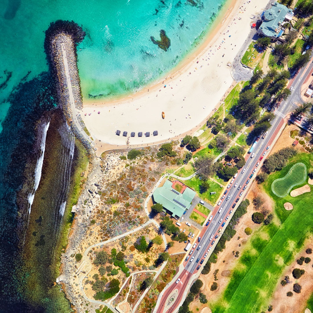 SUN0553 - Cottesloe Aerial (Fine Art Print - Rolled, 40cm x 40cm)