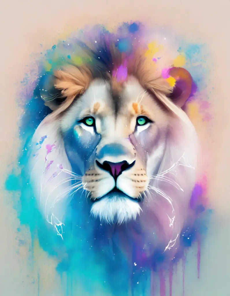 SUN5004 - Colourful Lion (Fine Art Print - Rolled, A4 / 29.7 x 21cm)
