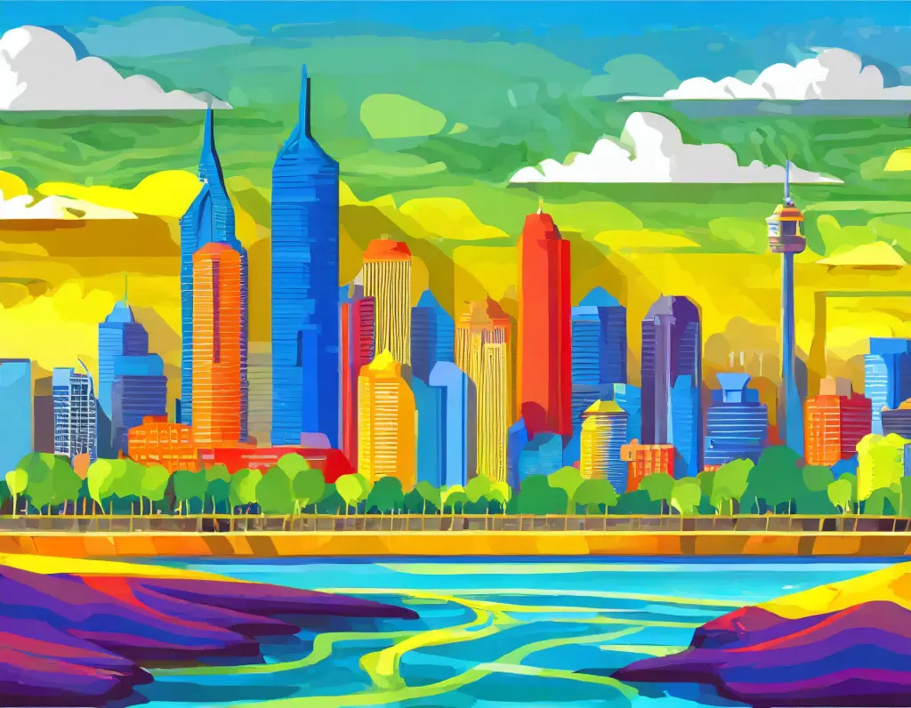 SUN5006 - Colourful Cityscape I (Fine Art Print - Rolled, A4 / 29.7 x 21cm)