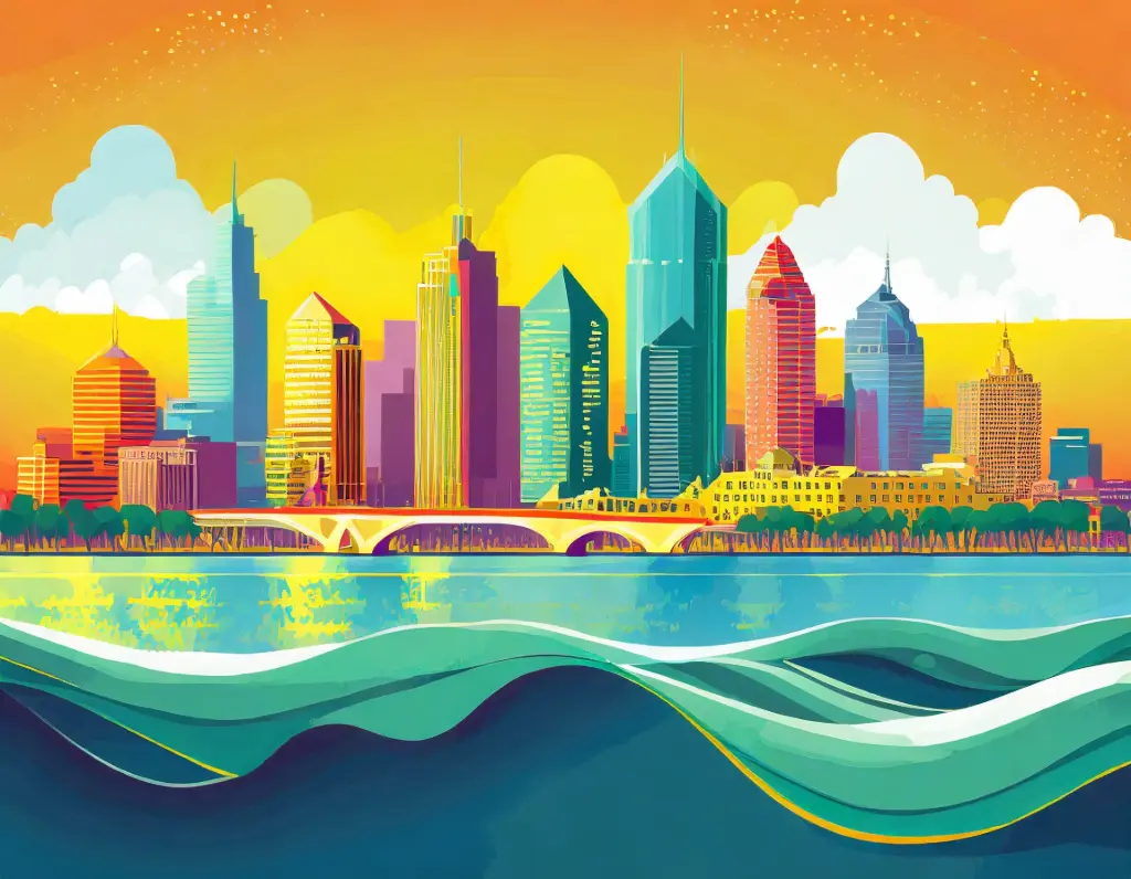 SUN5007 - Colourful Cityscape II (Fine Art Print - Rolled, A4 / 29.7 x 21cm)