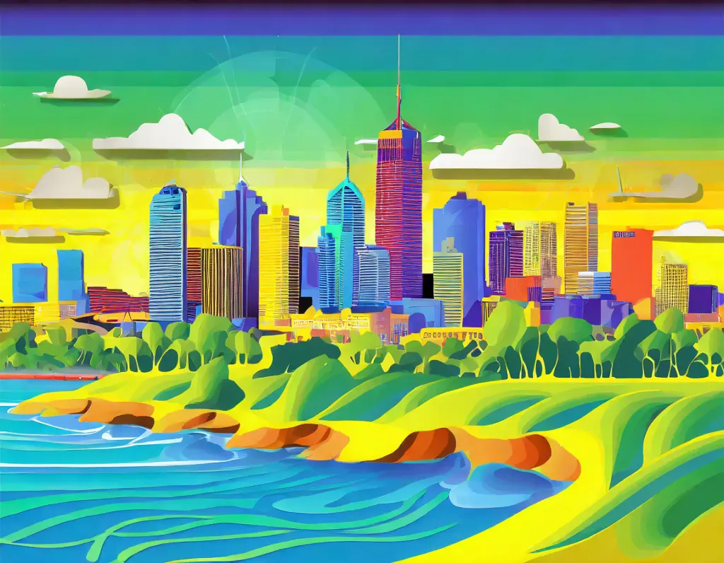 SUN5009 - Colourful Cityscape IV (Fine Art Print - Rolled, A4 / 29.7 x 21cm)